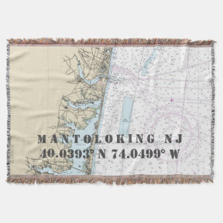 Latitude Longitude Hometown NJ Nautical Chart Throw Blanket