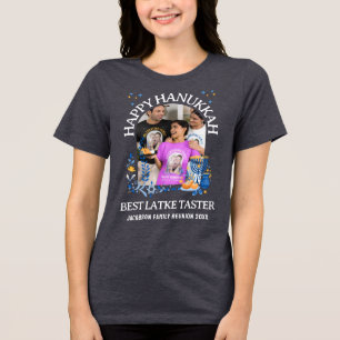 LATKE TASTER Photo HAPPY HANUKKAH Matching Family  Tri-Blend Shirt