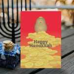 Latkes and Gelt Hanukkah Card<br><div class="desc">A cute potato guy with a wealth of gelt to wish a richly blessed Hanukkah.</div>