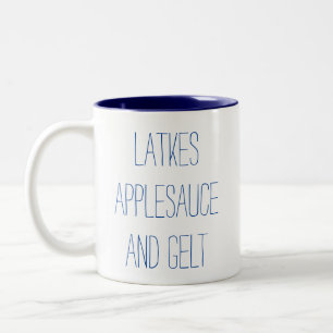 Latkes Applesauce and Gelt Two-Tone Coffee Mug