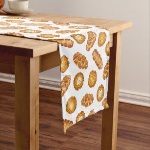 Latkes & Challah Bread Foodie Hanukkah Pattern Short Table Runner