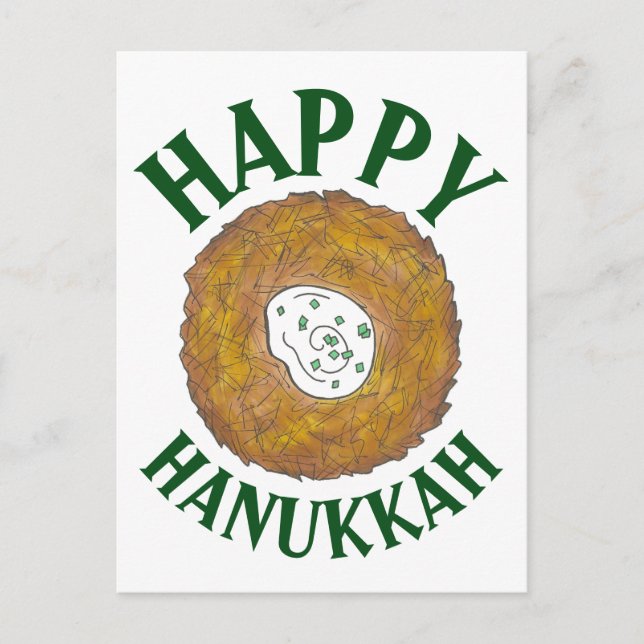 Latkes Happy Hanukkah Chanukah Jewish Holidays Announcement Postcard (Front)