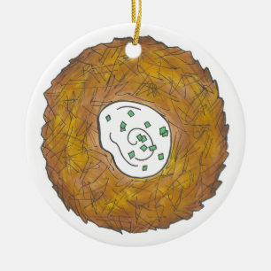 Latkes Happy Hanukkah Chanukah Jewish Holidays Ceramic Ornament