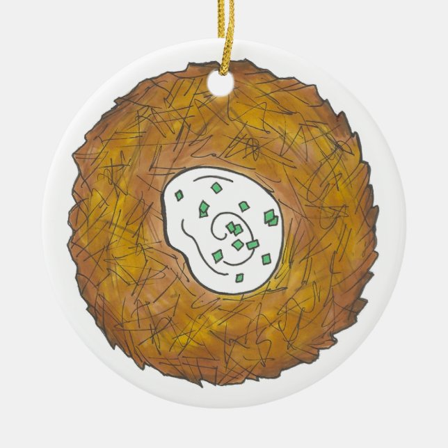 Latkes Happy Hanukkah Chanukah Jewish Holidays Ceramic Ornament (Front)