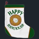 Latkes Happy Hanukkah Chanukah Jewish Holidays Large Christmas Stocking<br><div class="desc">Design features an original marker illustration of a delicious latke potato pancake topped with sour cream, a staple in Jewish holiday cuisine. Ideal for Hanukkah celebrations! This Chanukah latkes design is also available on other products. Lots of additional foodie designs are also available from this shop! Don't see what you're...</div>