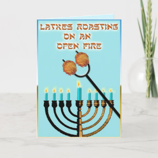 Latkes Roasting on an open fire... Holiday Card