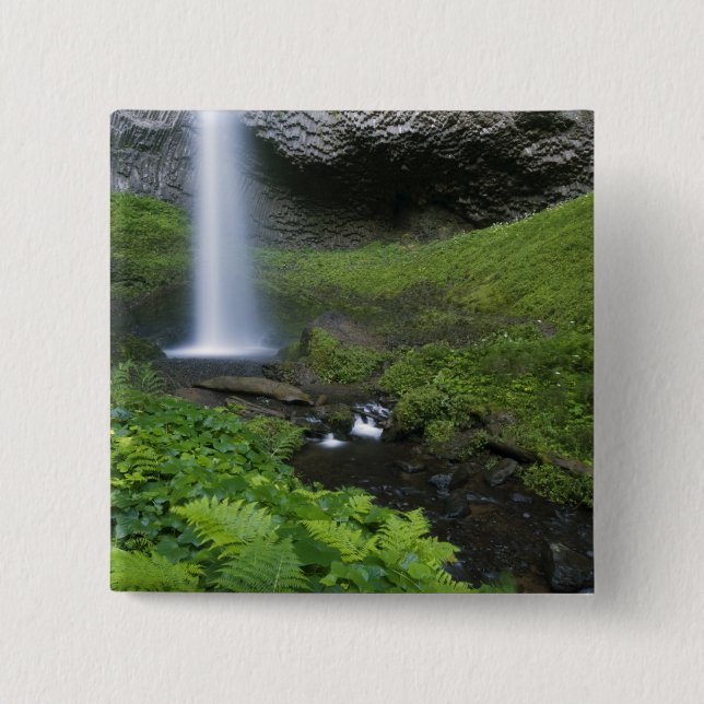 Latourell Falls, Columbia River Gorge, Oregon, 15 Cm Square Badge (Front)