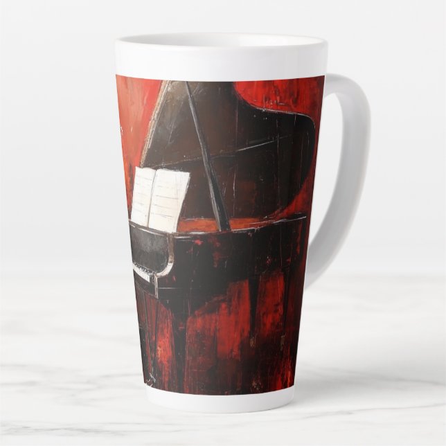 Latte: 3 Instruments with Red Wall Latte Mug (Right Angle)