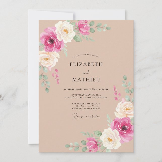 Latte Alluring Romantic Wedding Invitation (Front)