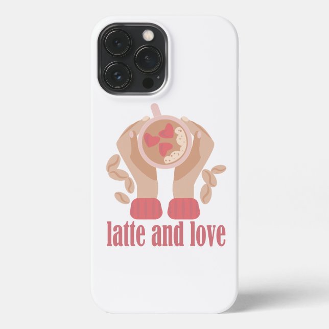 Latte and love cup, hands and coffee quote  iPhone case (Back)