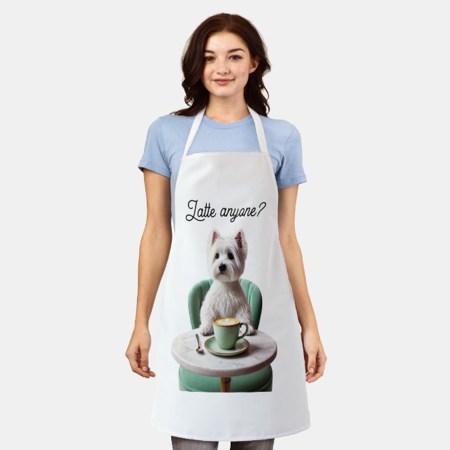 Latte Anyone? Westie Coffeeshop Apron, Apron (Worn)