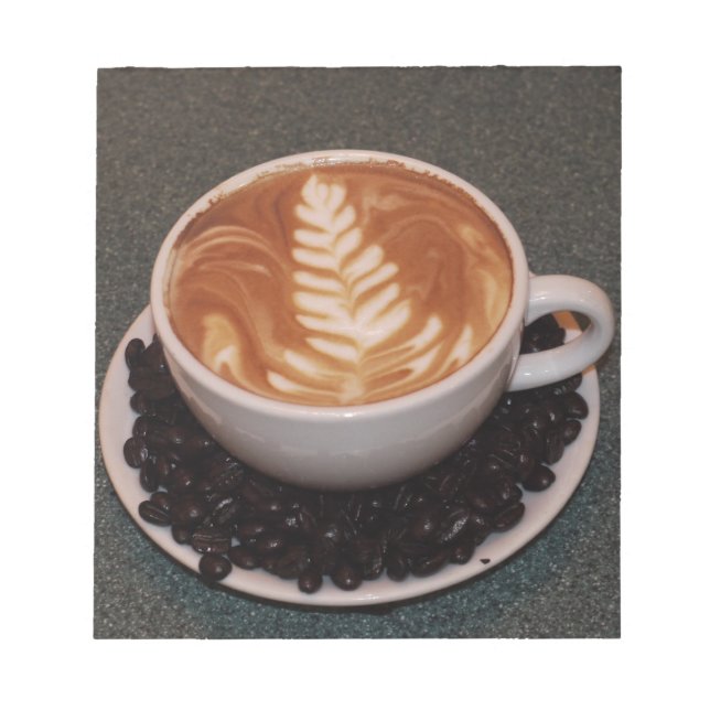 Latte Art and Coffee Beans Notepad (Front)