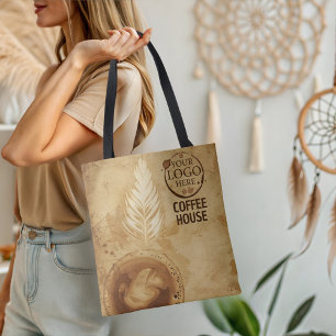 Latte Art cafes and coffee shops Logo Business Tote Bag