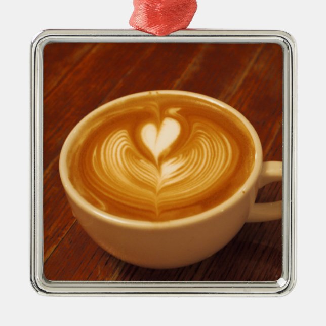 Latte Art Coffee Love Metal Tree Decoration (Front)