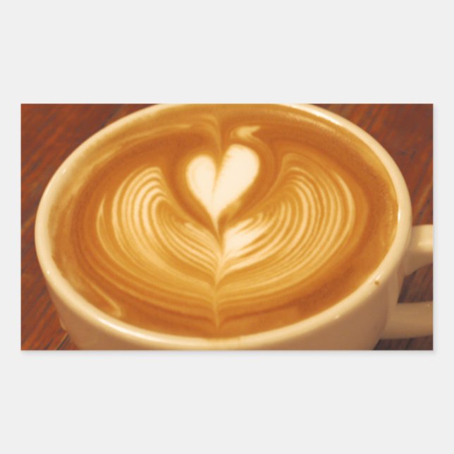 Latte Art Coffee Love Rectangular Sticker (Front)