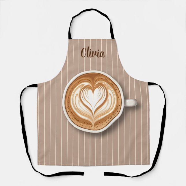 Latte Art Coffee Personalised  Apron (Front)