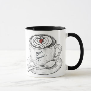 Latte art drink , hand drawn Mug