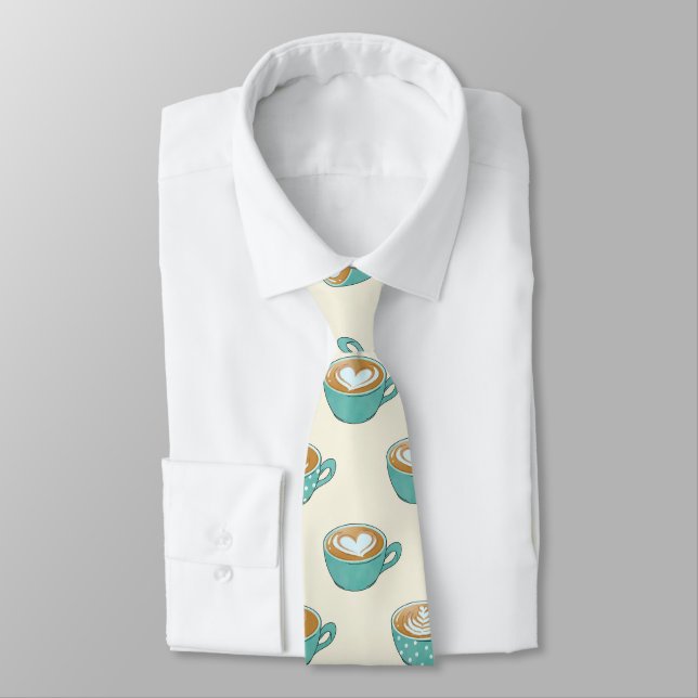 Latte Art in Cute Blue Coffee Mugs Tie (Tied)