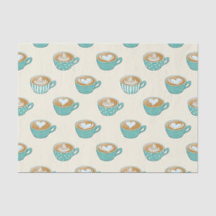 Latte Art in Cute Blue Coffee Mugs Tissue Paper