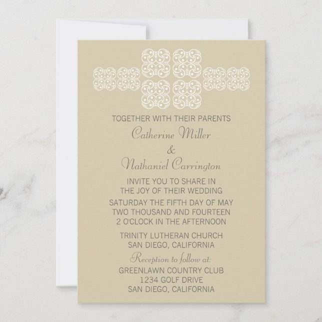 Latte Bohemian Chic Wedding Invite (Front)