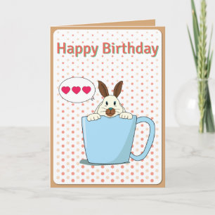 Latte bunny Happy Birthday Card