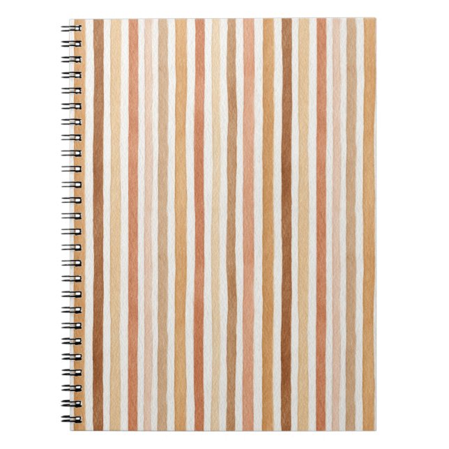 Latte Cocoa Cream Blush Stripes Notebook (Front)