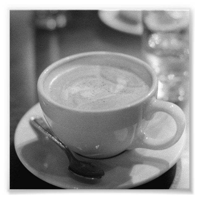 Latte Coffee Black and White Photo Print (Front)