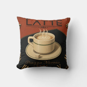 Latte Coffee  Italian Café Kitchen Decor Cushion