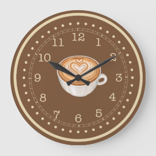Latte Coffee Large Clock
