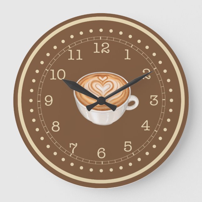 Latte Coffee  Large Clock (Front)