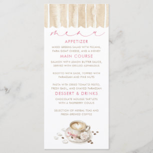 Latte Coffee Themed Baby Shower Menu Cards