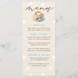Latte Coffee Themed Boy Baby Shower Menu Cards