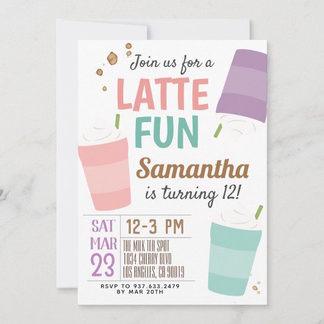 Latte Fun Coffee Birthday Invitation (Front)