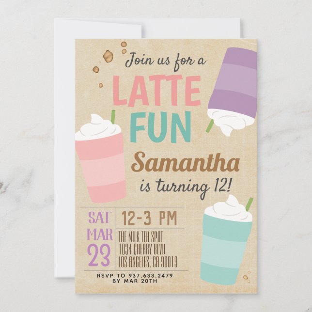Latte Fun Coffee Birthday Invitation (Front)