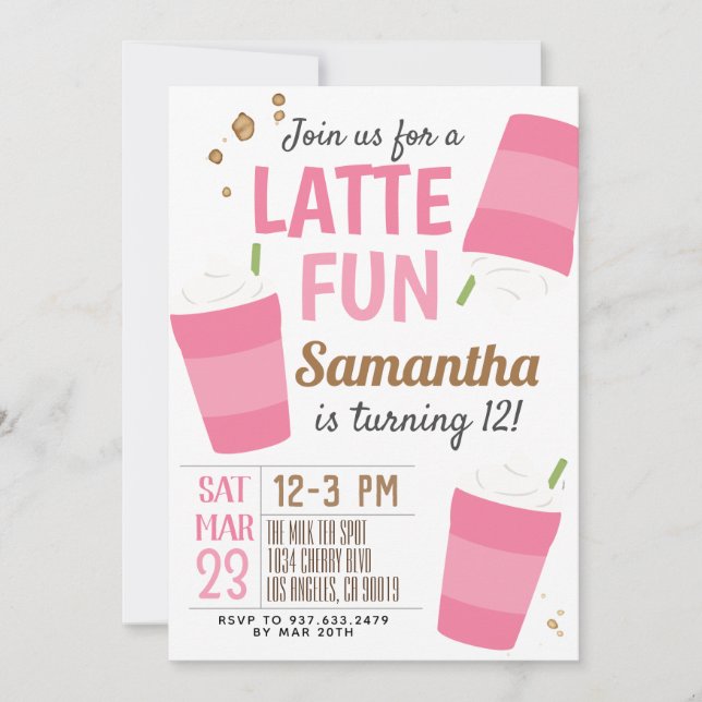 Latte Fun Coffee Birthday Invitation (Front)
