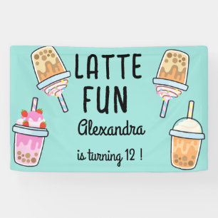 Latte fun coffee bobba tea birthday banner