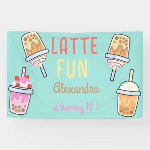 Latte fun coffee bobba tea birthday banner