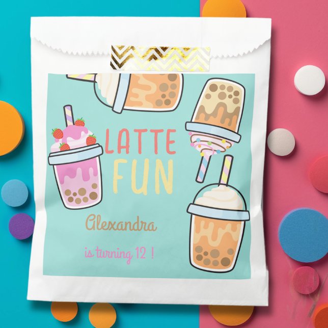 Latte fun coffee bobba tea birthday favour bag (Creator Uploaded)