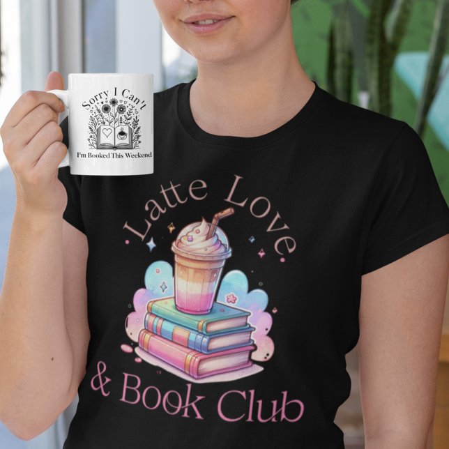 Latte Love and Book Club Cute Cartoon Pastel T-Shirt (Creator Uploaded)
