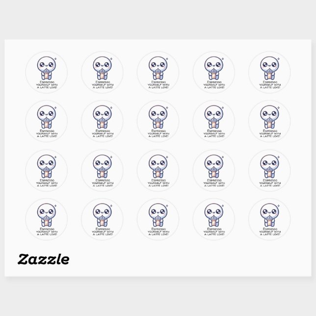 Latte Love Classic Round Sticker (Sheet)