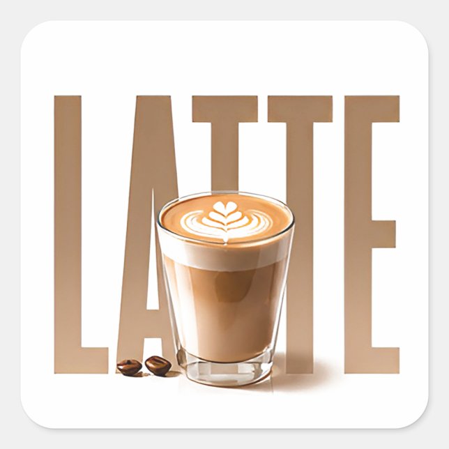 Latte Luxury Coffee Editorial Graphic Square Sticker (Front)