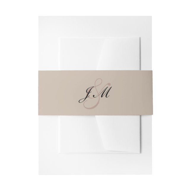 Latte Mocha Black Script Minimalist Wedding Invitation Belly Band (Front Example)