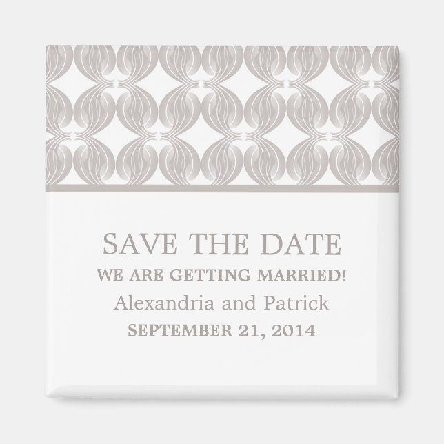 Latte Modern Deco Save the Date Magnet (Front)
