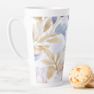 Latte Mug Abstract flowers purlpe