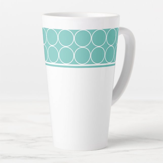 Latte Mug-Aqua & White Dots Mug (Right Angle)