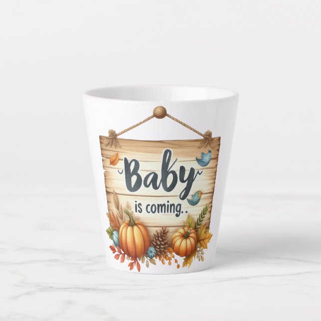 Latte Mug-Autumn Baby Shower Coffee Mug (Front)