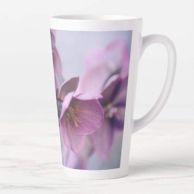 Latte Mug Beautiful Pink Flower Design Art (Right)