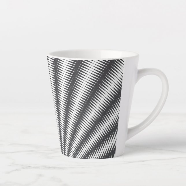 Latte Mug - Black and White Geometric Design (Right)