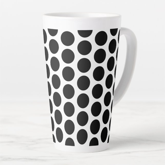 Latte Mug-Black Polka Dots Mug (Right Angle)
