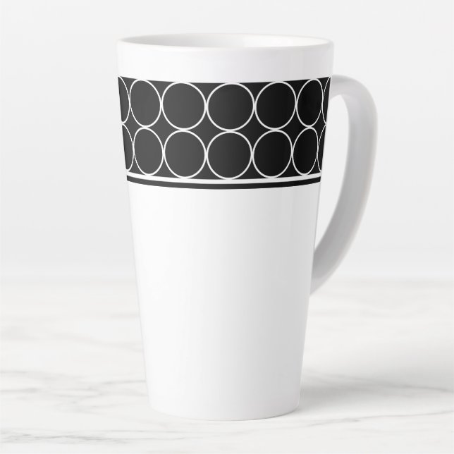 Latte Mug-Black & White Dots Latte Mug (Right Angle)